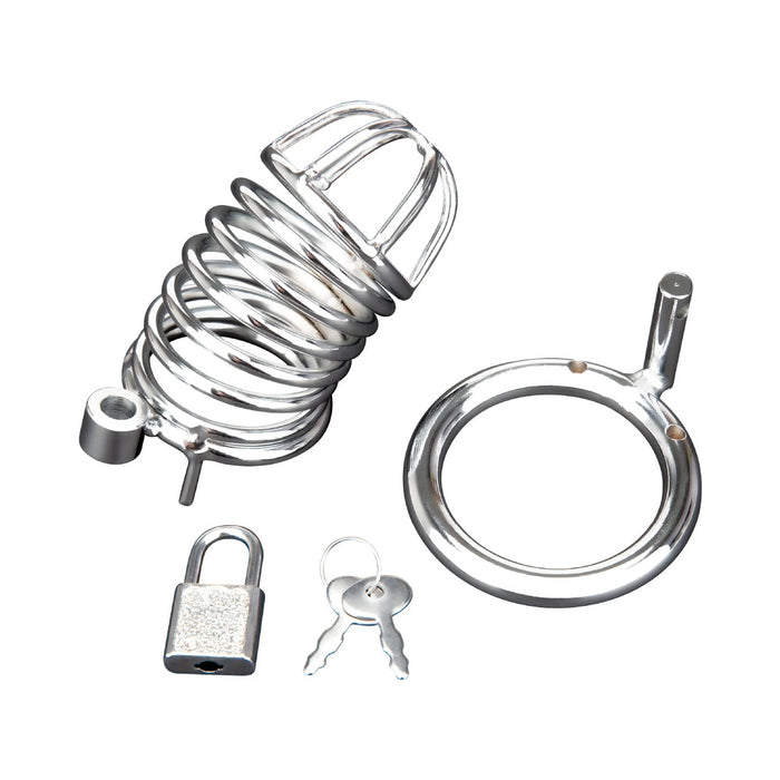 Blue Line Deluxe Chastity Cage Silver