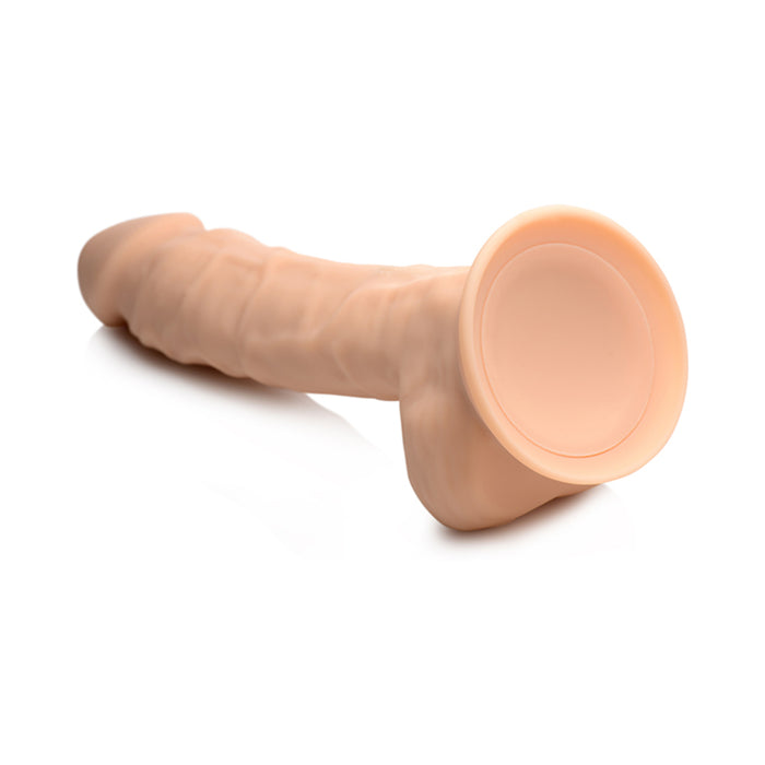 Curve Toys FLESHSTIXXX Rechargeable 8 in. Posable Vibrating Dildo with Balls & Suction Cup Beige