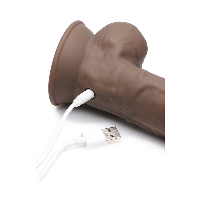 Curve Toys FLESHSTIXXX Rechargeable 8 in. Posable Vibrating Dildo with Balls & Suction Cup Brown