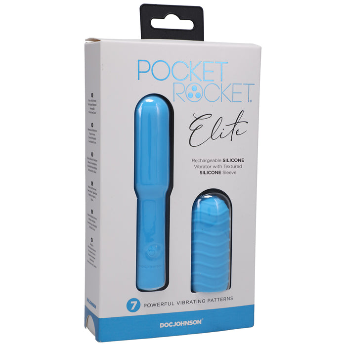 Pocket Rocket Elite Rechargeable Bullet With Removable Sleeve Sky Blue