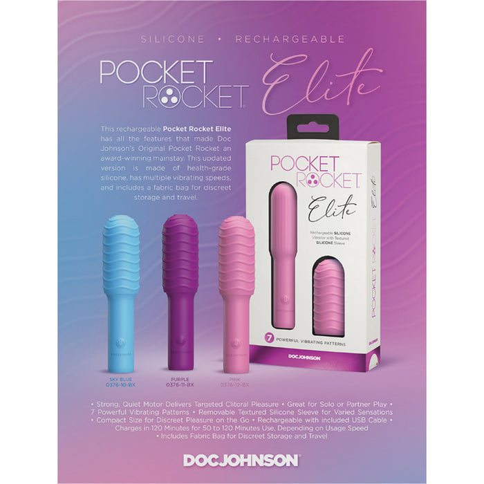 Pocket Rocket Elite Rechargeable Bullet With Removable Sleeve Pink
