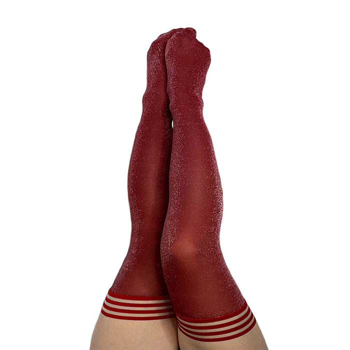 Kixies Holly Shimmer Thigh-High Cranberry Size A