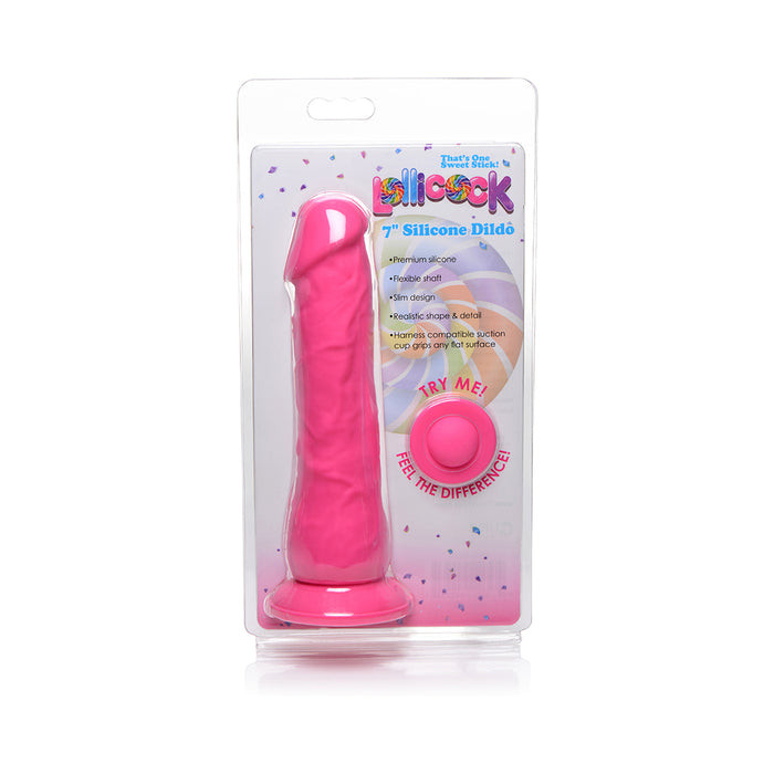 Curve Toys Lollicock 7 in. Silicone Dildo with Suction Cup Cherry