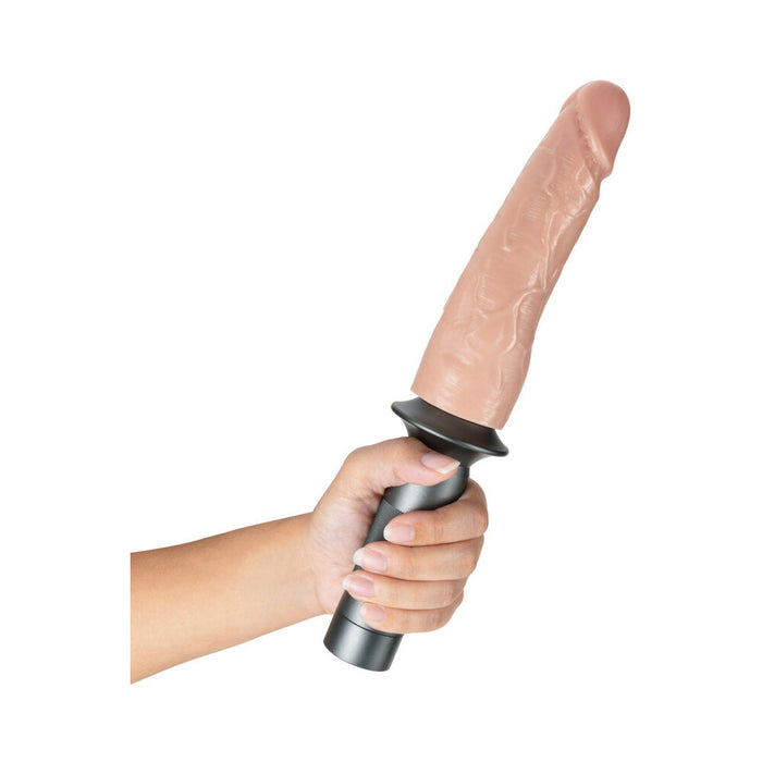 Blush Lock On Karbonite Realistic 7.75 in. Dildo with Handle & Suction Cup Adapter Beige