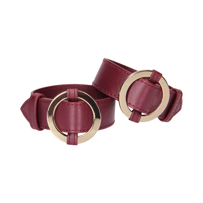 Ouch! Halo Adjustable Ringed Wrist or Ankle Cuffs Burgundy