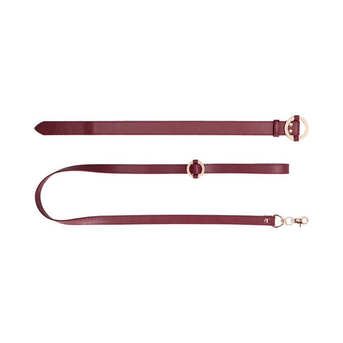 Ouch! Halo Ringed Collar With Leash Burgundy