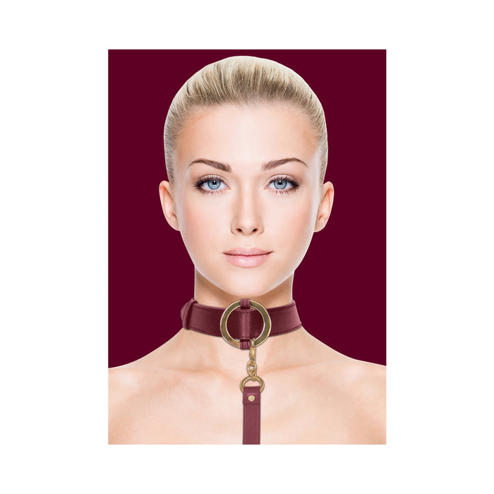 Ouch! Halo Ringed Collar With Leash Burgundy