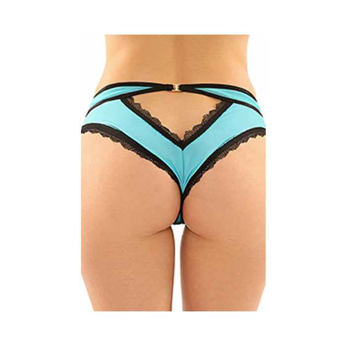 Fantasy Lingerie Dahlia Cheeky Hipster Panty With Lace Trim & Keyhole Cutout Turquoise L/XL