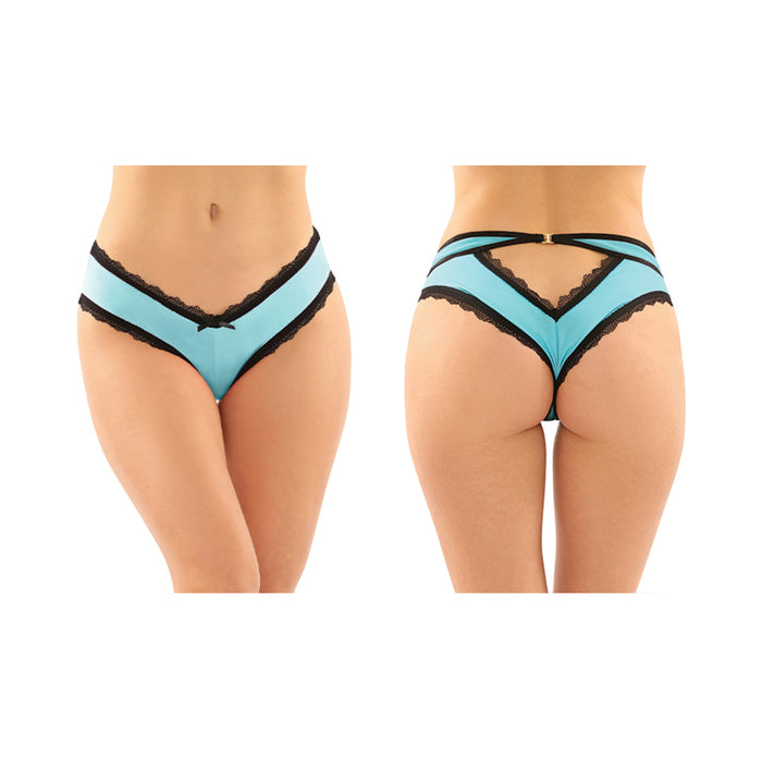 Fantasy Lingerie Dahlia Cheeky Hipster Panty With Lace Trim & Keyhole Cutout Turquoise L/XL