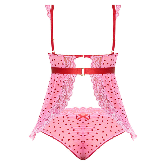 Magic Silk Tickled Pink Babydoll & Panty Set Pink L/XL