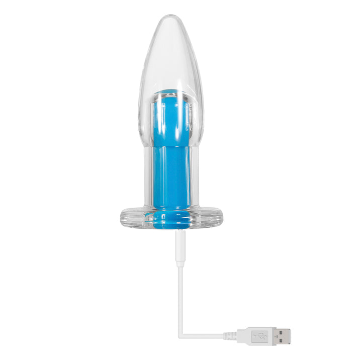 Gender X Electric Blue Rechargeable Remote-Controlled Vibrating Anal Plug Clear/Blue