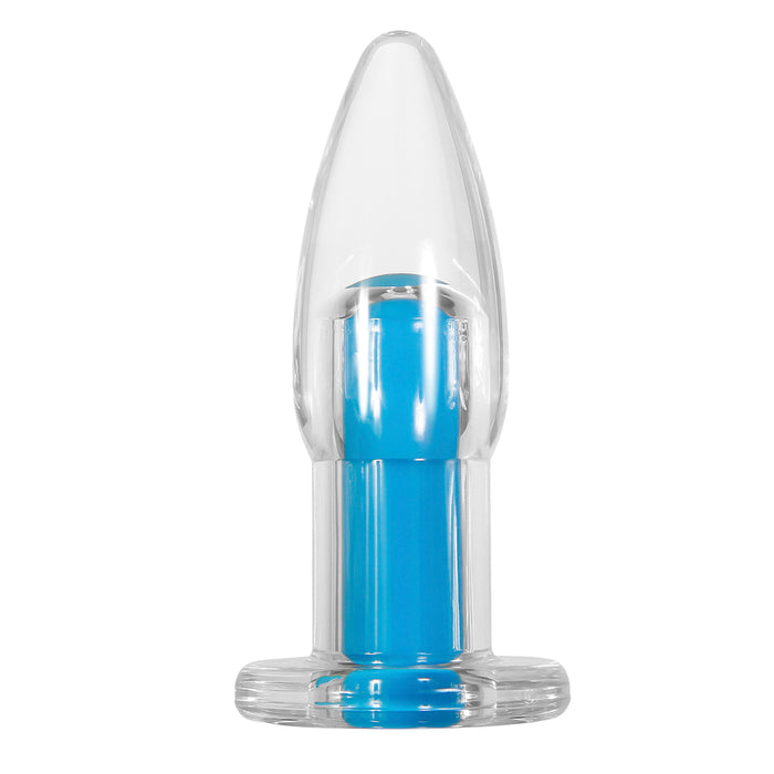 Gender X Electric Blue Rechargeable Remote-Controlled Vibrating Anal Plug Clear/Blue