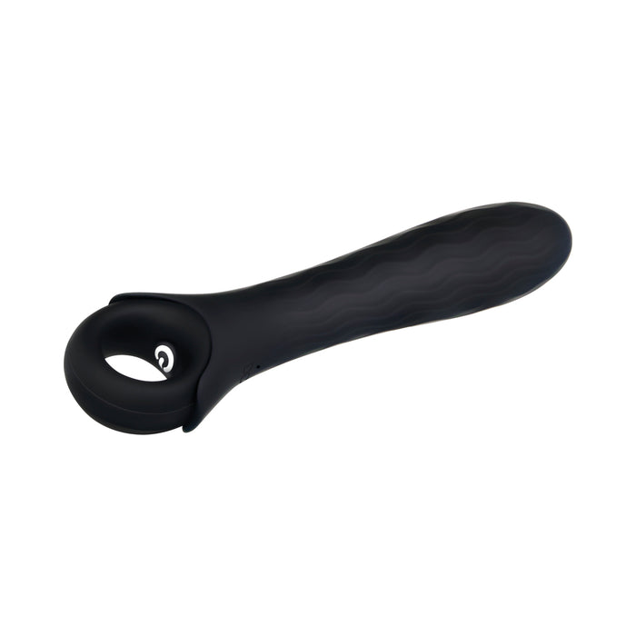 Gender X Powerhouse Rechargeable Textured Silicone Vibrator With Ring Handle Black