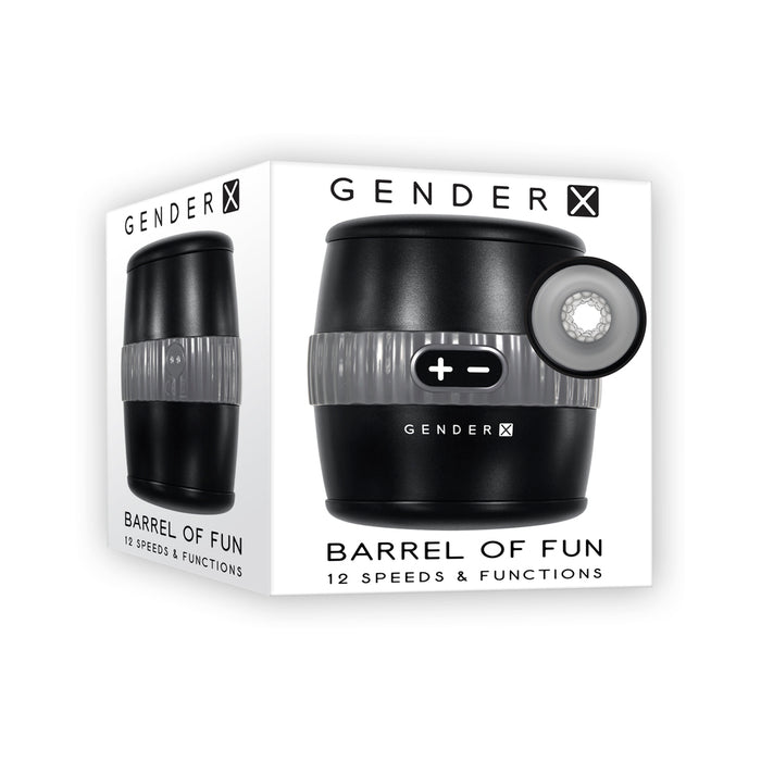 Gender X Barrel Of Fun Rechargeable Open-Ended Vibrating Stroker Black