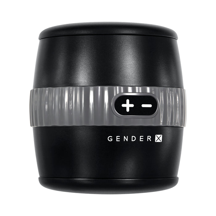 Gender X Barrel Of Fun Rechargeable Open-Ended Vibrating Stroker Black