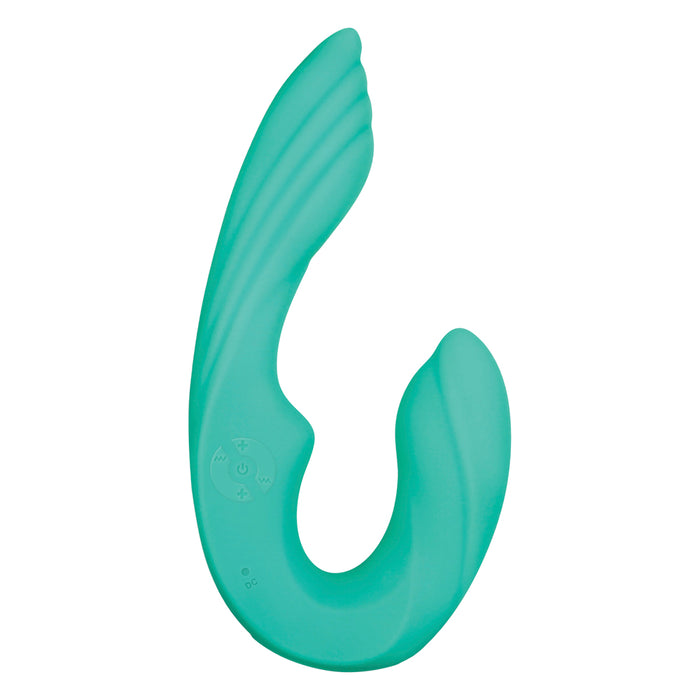 Gender X Strapless Seashell Rechargeable Remote-Controlled Vibrating Strapless Strap-On Dildo Teal