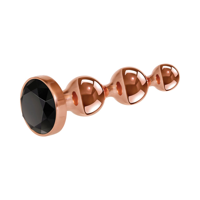 Gender X Gold Digger Rose Gold Beaded Anal Plug With Black Gemstone Base Large