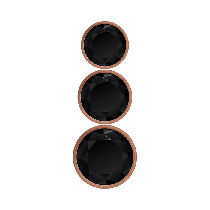 Gender X Gold Digger 3-Piece Rose Gold Beaded Anal Plug With Black Gemstone Base Set