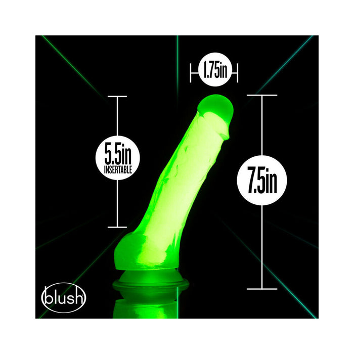 Blush Neo Elite Glow in the Dark Viper 7 in. Dual-Density Dildo Neon Green