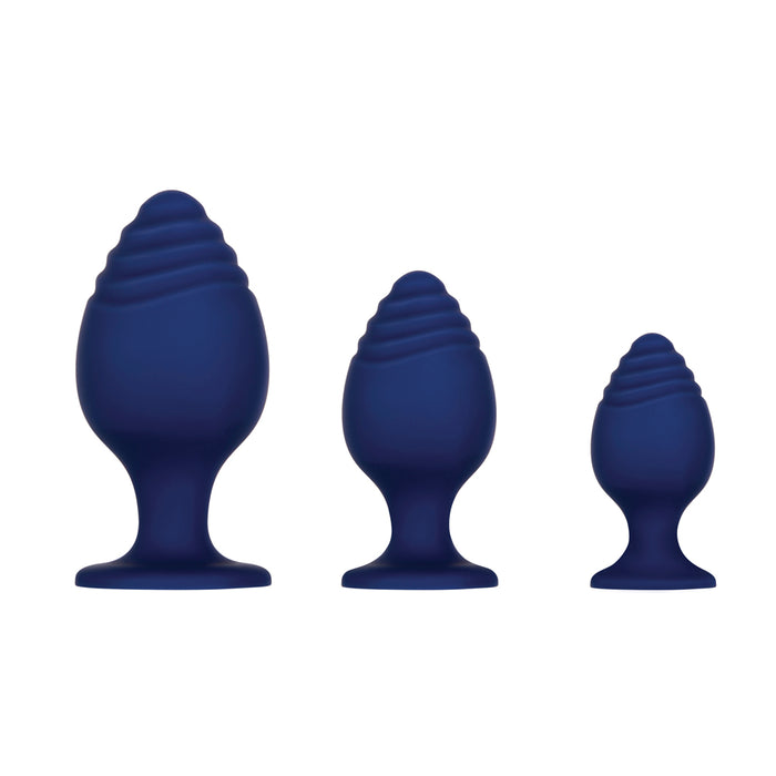 Evolved Get Your Groove On 3-Piece Silicone Anal Plug Set Blue