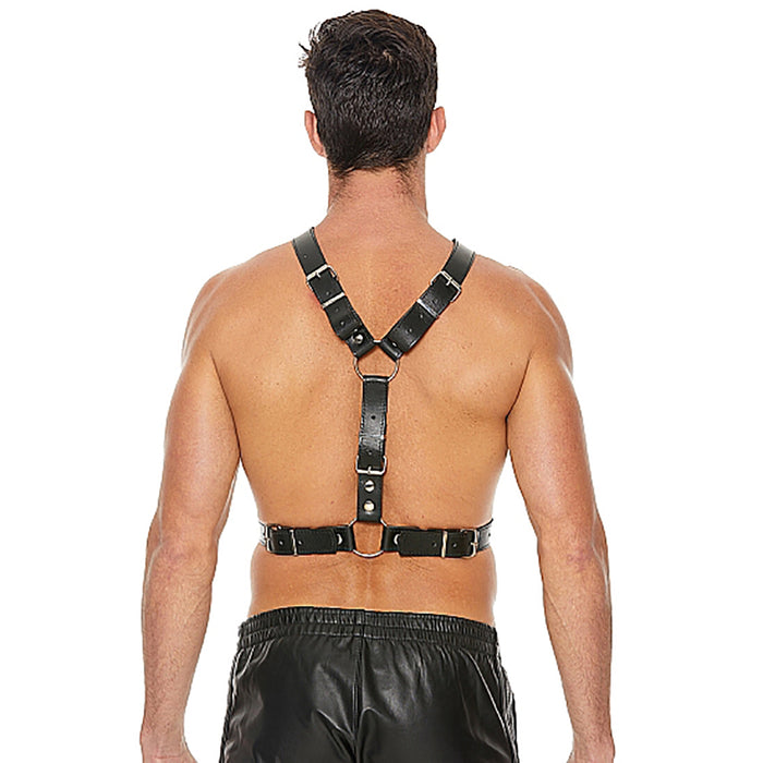 Ouch! Men's Bonded Leather Harness With Metal Bit Black O/S