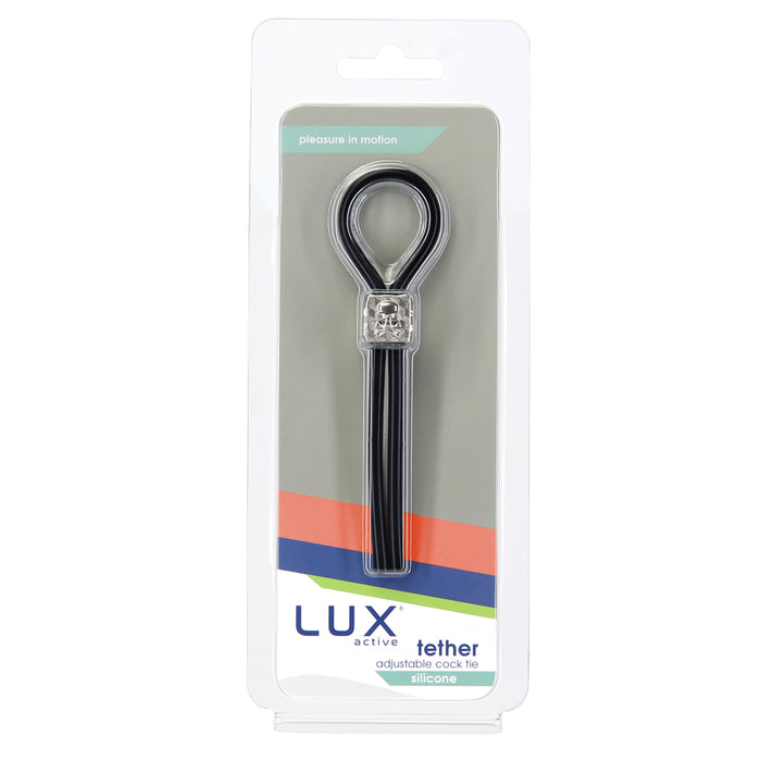 Lux Active Tether Adjustable Cock Tie Silicone Black  Lasso/Bolo