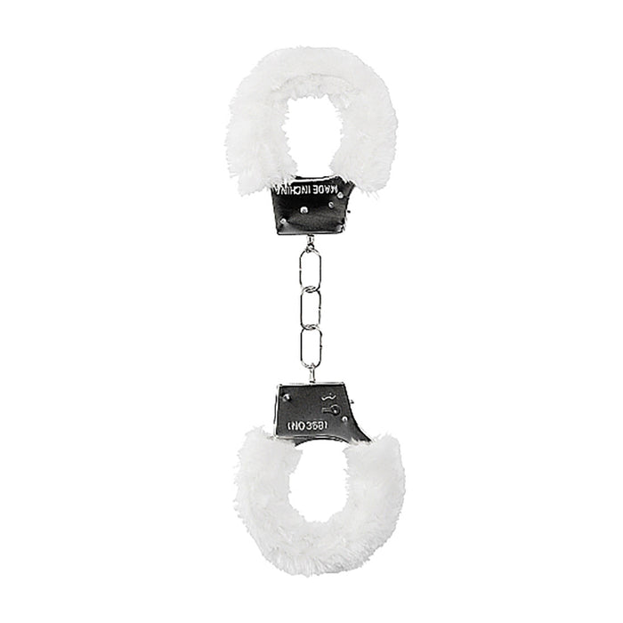 Ouch! Beginner's Furry Handcuffs With Quick-Release White