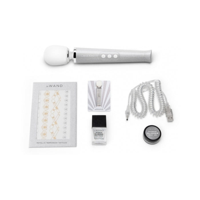 Le Wand All That Glimmers Petite Rechargeable Vibrating Massager Special Edition Set White