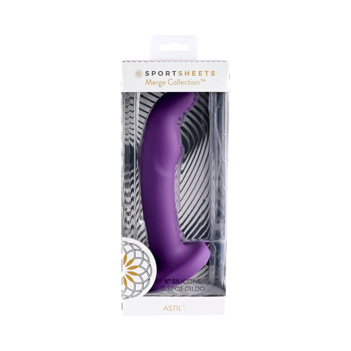 Sportsheets Merge Collection Astil 8 in. Silicone G-Spot Dildo with Suction Cup Purple