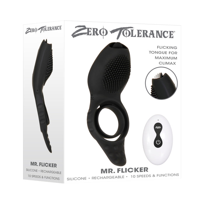 Zero Tolerance Mr. Flicker Remote-Controlled Flicking Tongue Vibrating Cockring Black
