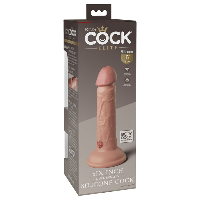 Pipedream King Cock Elite 6 in. Dual Density Silicone Cock Realistic Dildo With Suction Cup Beige