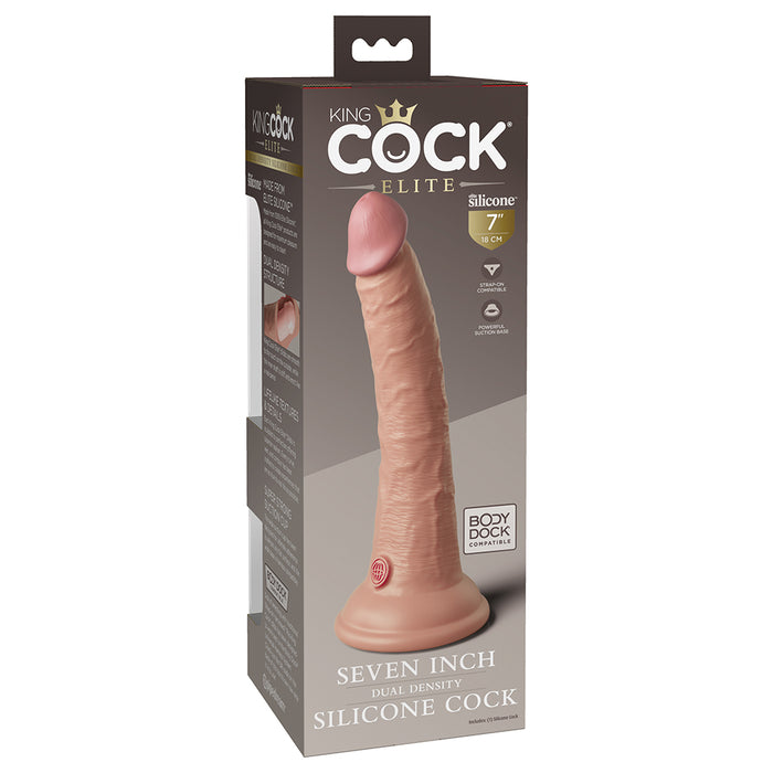 Pipedream King Cock Elite 7 in. Dual Density Silicone Cock Realistic Dildo With Suction Cup Beige