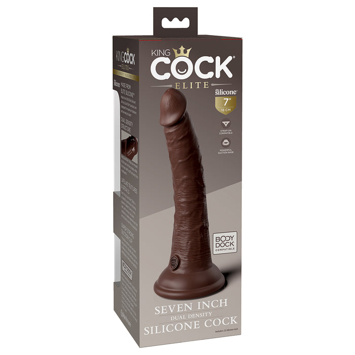 Pipedream King Cock Elite 7 in. Dual Density Silicone Cock Realistic Dildo With Suction Cup Tan