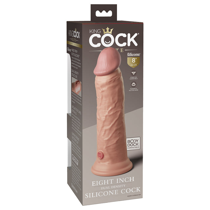 Pipedream King Cock Elite 8 in. Dual Density Silicone Cock Realistic Dildo With Suction Cup Beige