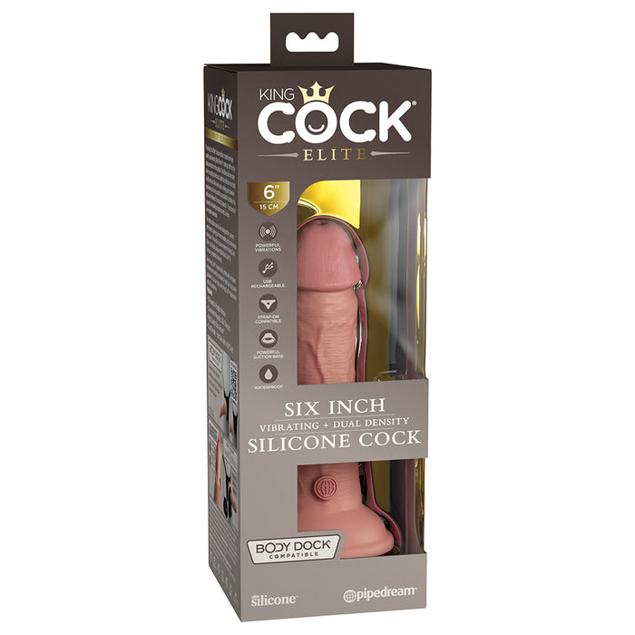 Pipedream King Cock Elite 6 in. Vibrating Realistic Dildo With Suction Cup Beige