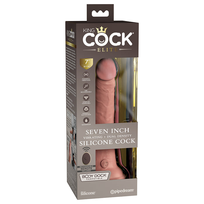 Pipedream King Cock Elite 7 in. Vibrating Realistic Dildo With Suction Cup Beige