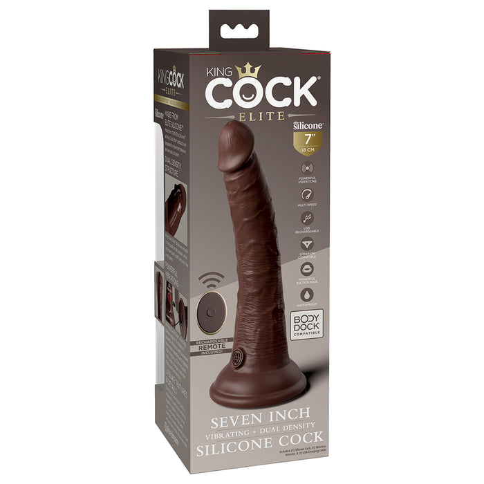 Pipedream King Cock Elite 7 in. Vibrating Realistic Dildo With Suction Cup Brown