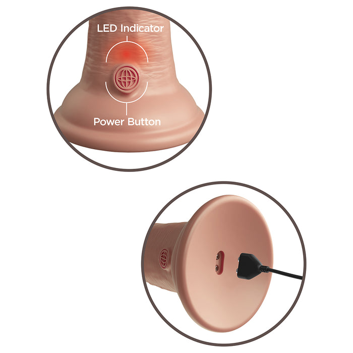 King Cock Elite 8 in. Vibrating Realistic Dildo With Suction Cup Beige