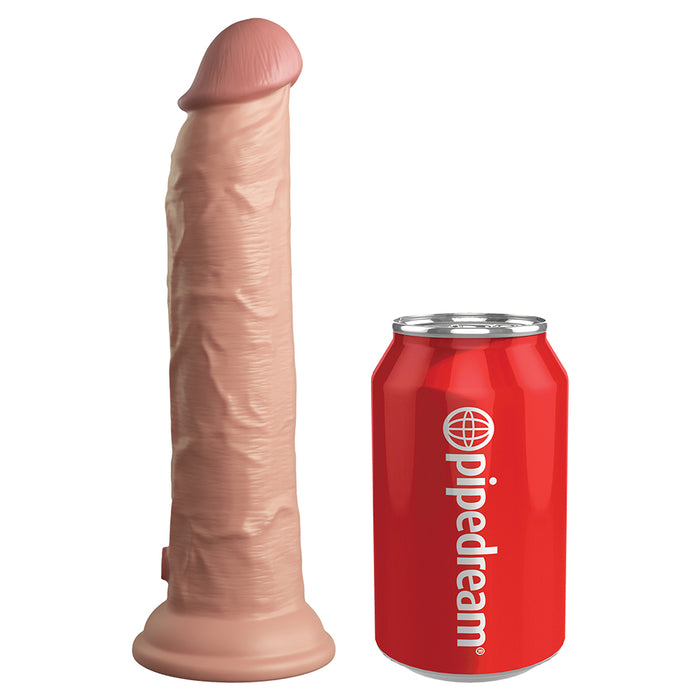 King Cock Elite 9 in. Vibrating Dual Density Silicone Realistic Dildo Beige