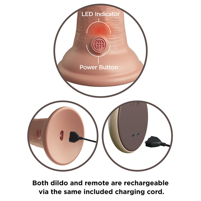 King Cock Elite 9 in. Vibrating Dual Density Silicone Realistic Dildo Beige