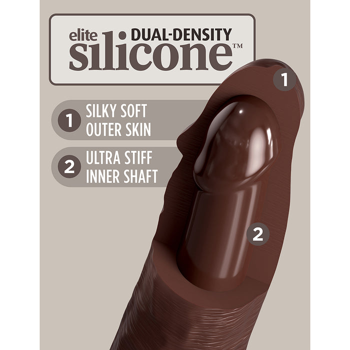 King Cock Elite 9 in. Vibrating Dual Density Silicone Realistic Dildo Brown