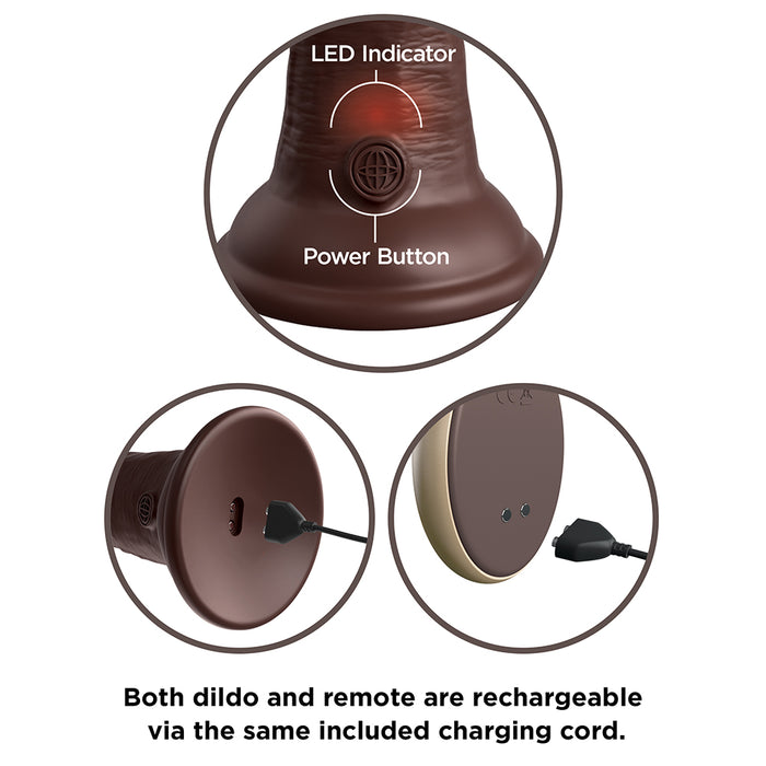 King Cock Elite 9 in. Vibrating Dual Density Silicone Realistic Dildo Brown