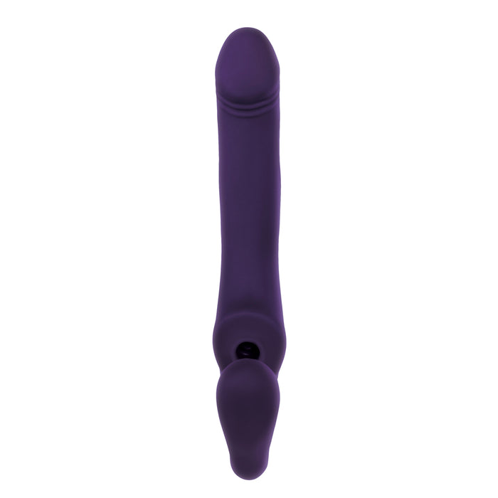 Evolved 2 Become 1 Rechargeable Remote-Controlled Silicone Strapless Strap-On With Suction Purple