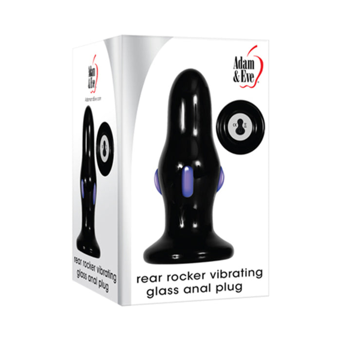 Adam & Eve Rear Rocker Rechargeable Vibrating Glass Anal Plug Black
