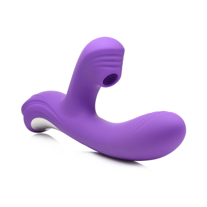 Curve Toys Power Bunny Shivers Rechargeable Silicone Suction Dual Stimulation Vibrator Purple