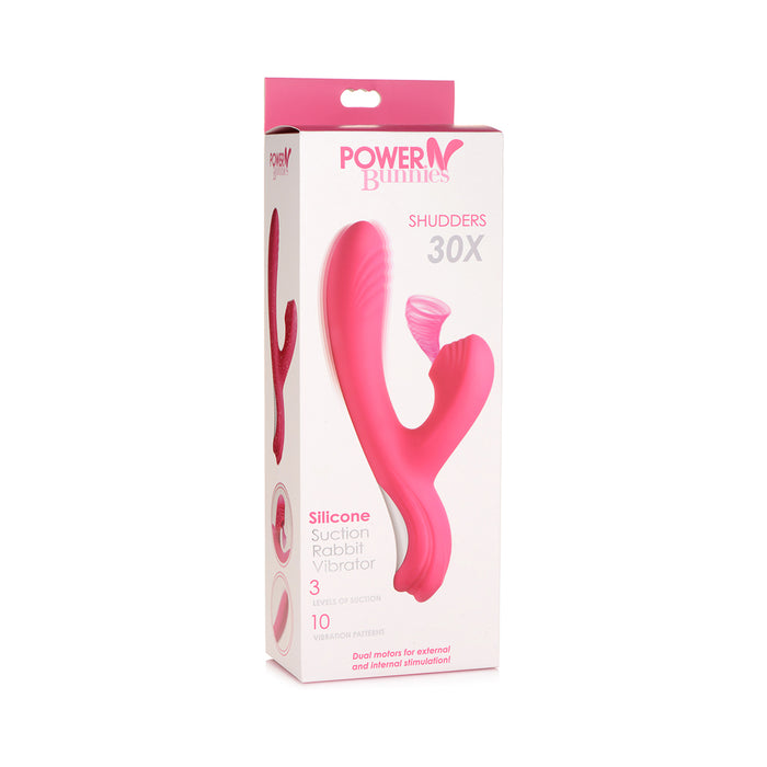 Curve Toys Power Bunny Shudders Rechargeable Silicone Suction Dual Stimulation Vibrator Pink