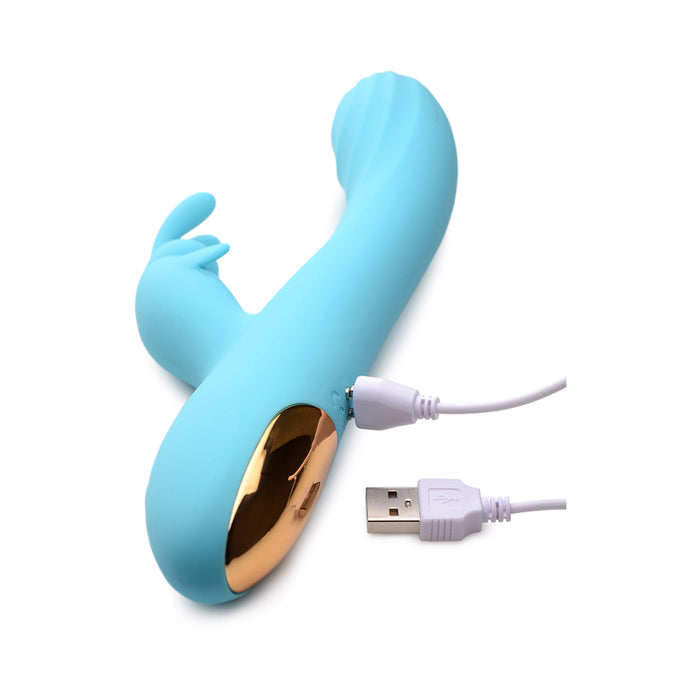 Curve Toys Power Bunny Snuggles Rechargeable Silicone Rabbit Vibrator Teal
