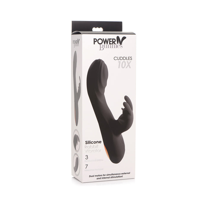 Curve Toys Power Bunny Cuddles Rechargeable Silicone Rabbit Vibrator Black