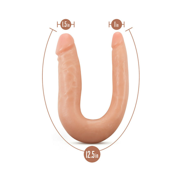 Blush Dr. Skin Mini Double Dong Realistic 12 in. Dual-Ended Dildo Beige