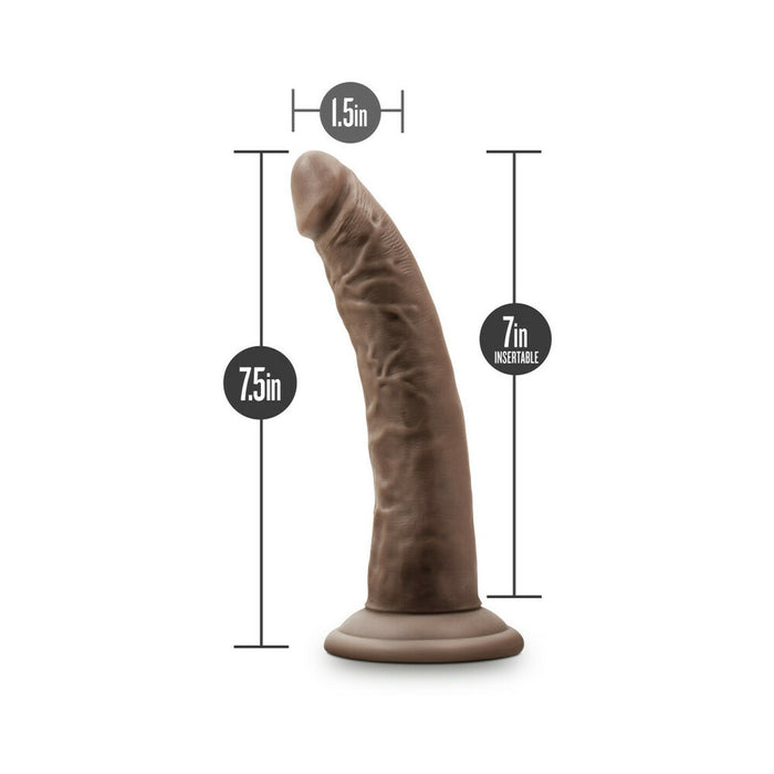 Blush Dr. Skin Glide Realistic 7.5 in. Self-Lubricating Dildo with Suction Cup Brown